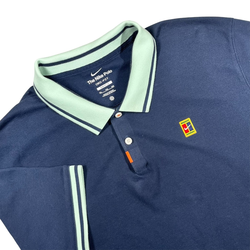 Nike Court Polo Mens 2XL Navy Blue Dri-FIT Slam Tennis Slim Fit DA4379-451